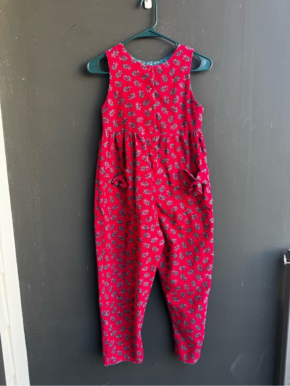 Vintage Laura Ashley Mother and Child cottagecore red floral corduroy jumpsuit